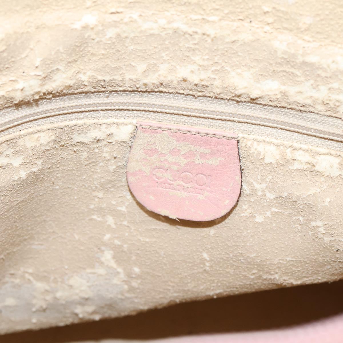 GUCCI Bamboo Chain Shoulder Bag Leather Pink Gold Auth 203792