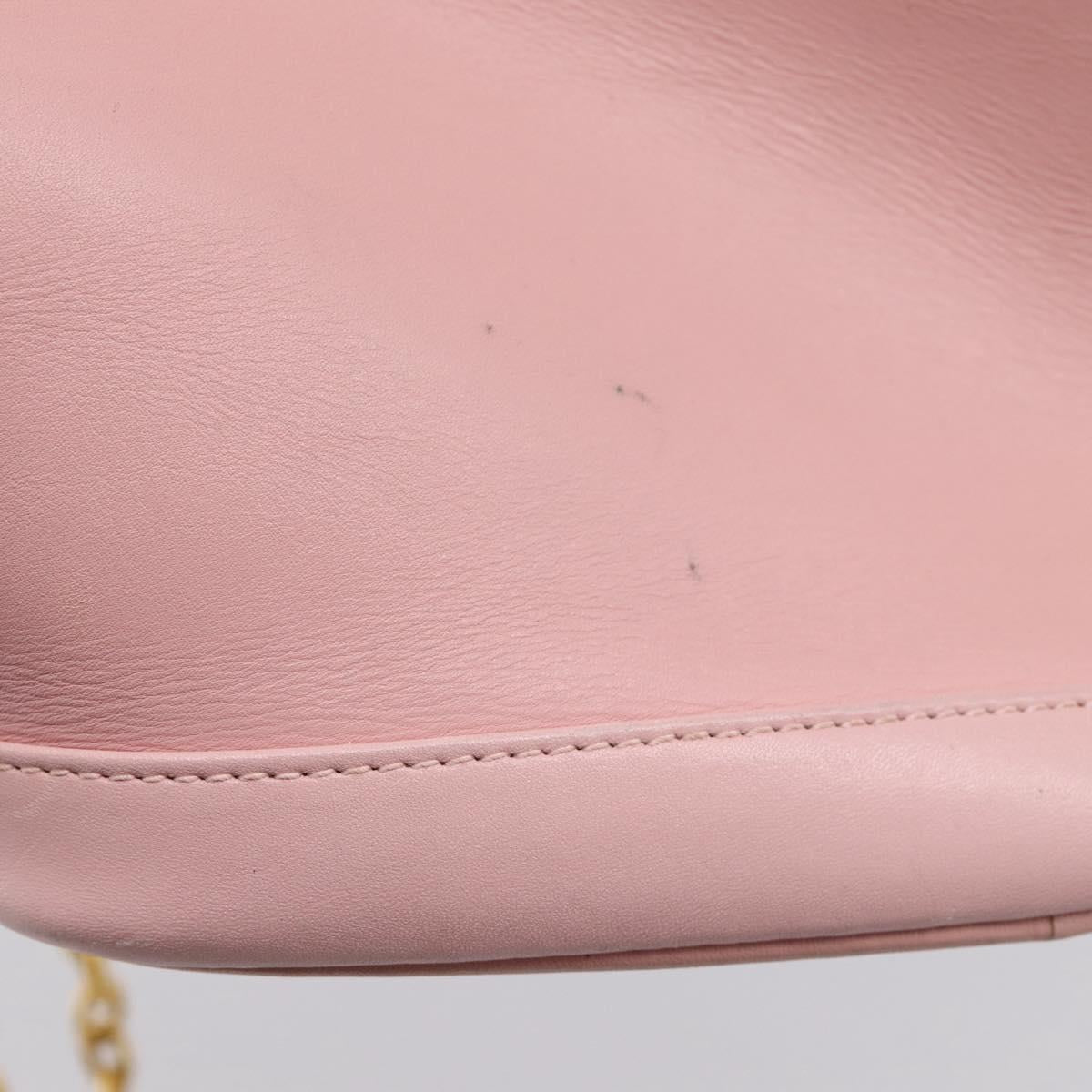 GUCCI Bamboo Chain Shoulder Bag Leather Pink Gold Auth 203792