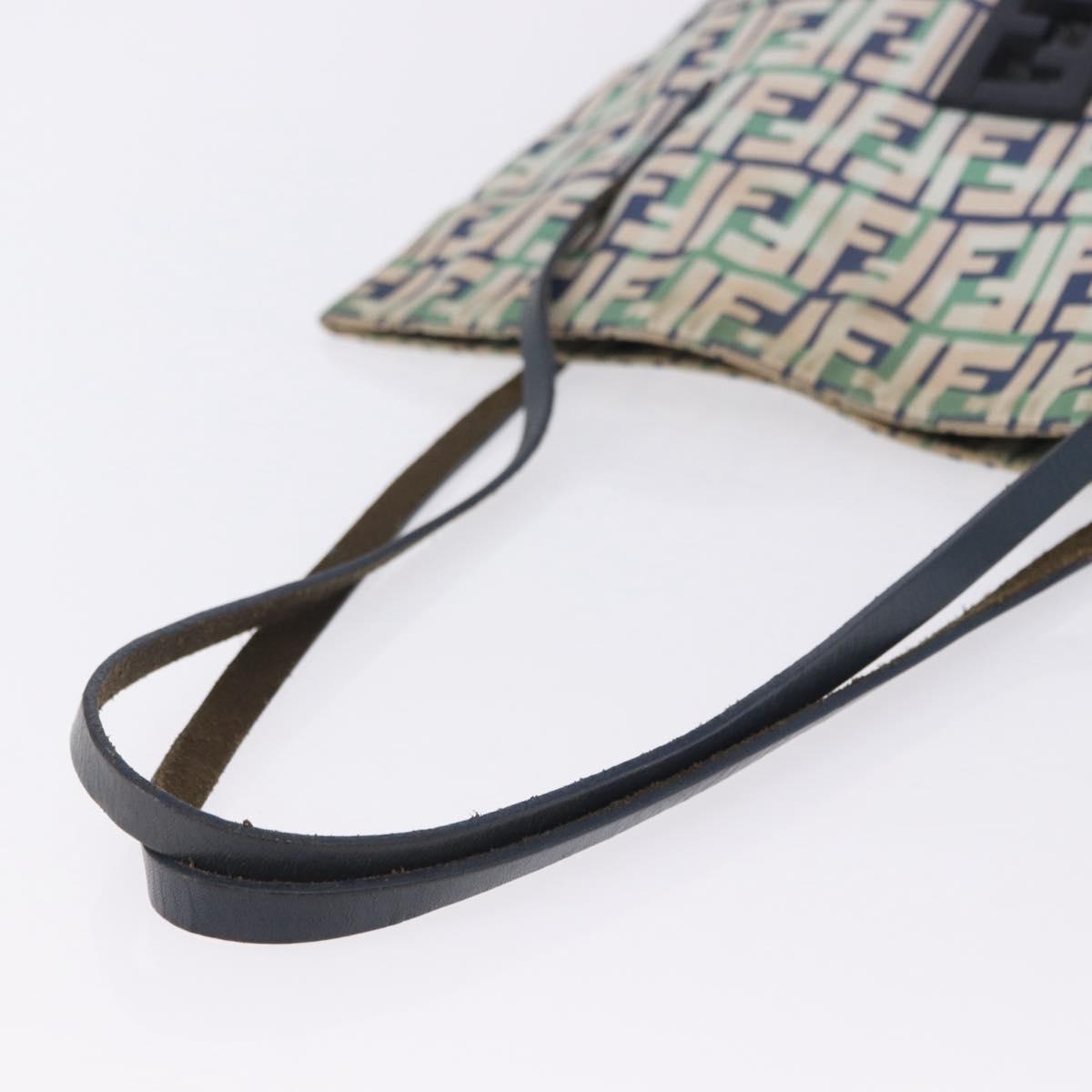 FENDI Zucca Canvas Tote Bag Green Silver Auth 203793