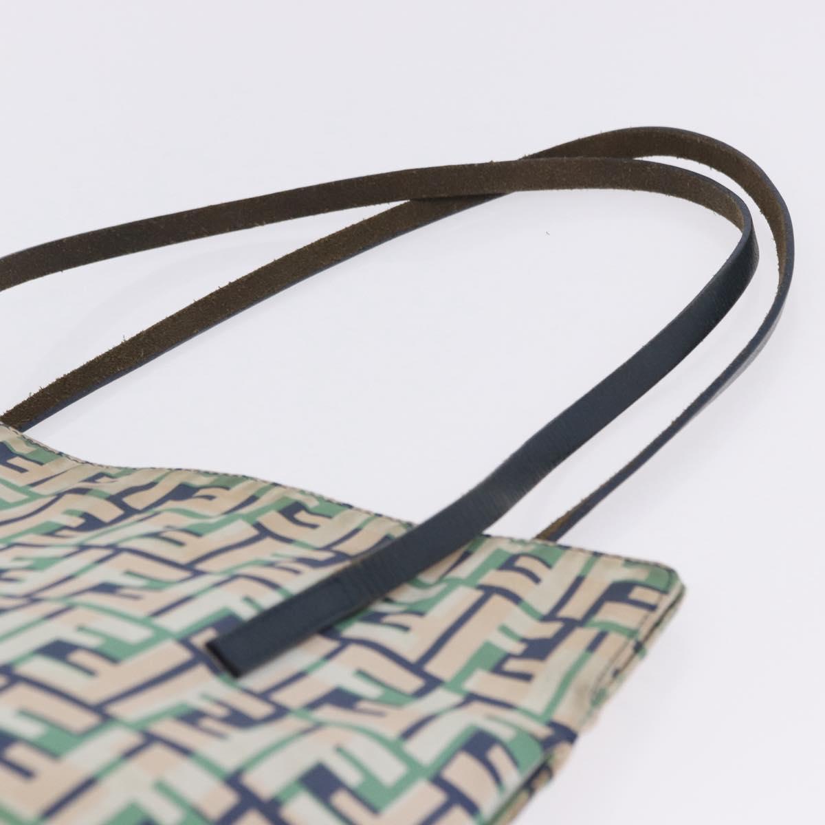 FENDI Zucca Canvas Tote Bag Green Silver Auth 203793