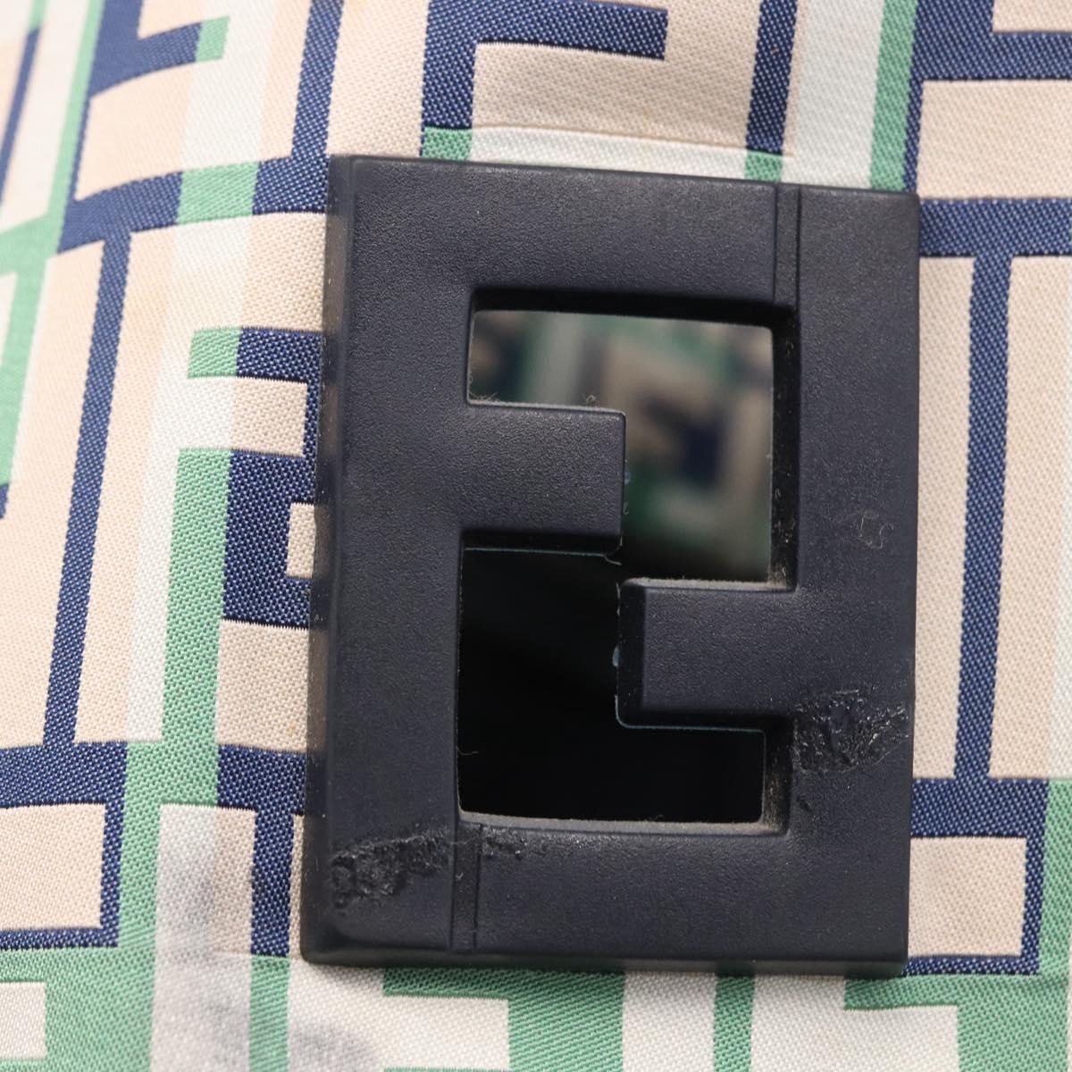 FENDI Zucca Canvas Tote Bag Green Silver Auth 203793