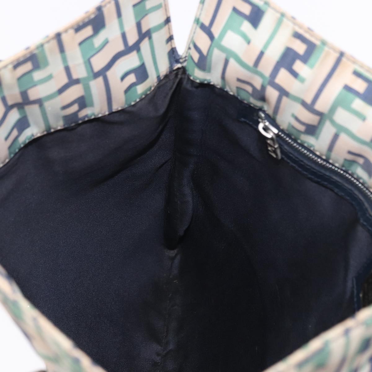 FENDI Zucca Canvas Tote Bag Green Silver Auth 203793