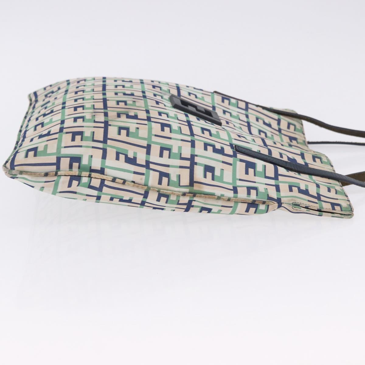 FENDI Zucca Canvas Tote Bag Green Silver Auth 203793