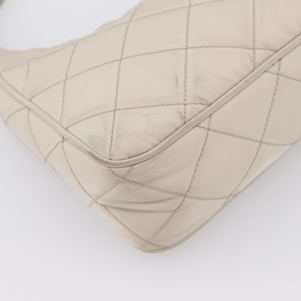 PRADA Hand Bag Nylon Beige Gold Auth 203797A
