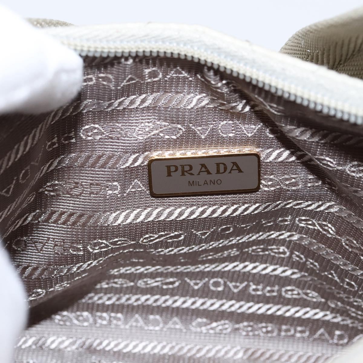 PRADA Hand Bag Nylon Beige Gold Auth 203797A