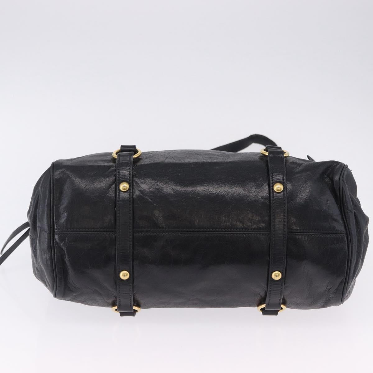Miu Miu Hand Bag Leather 2way Black Gold Auth 203798V