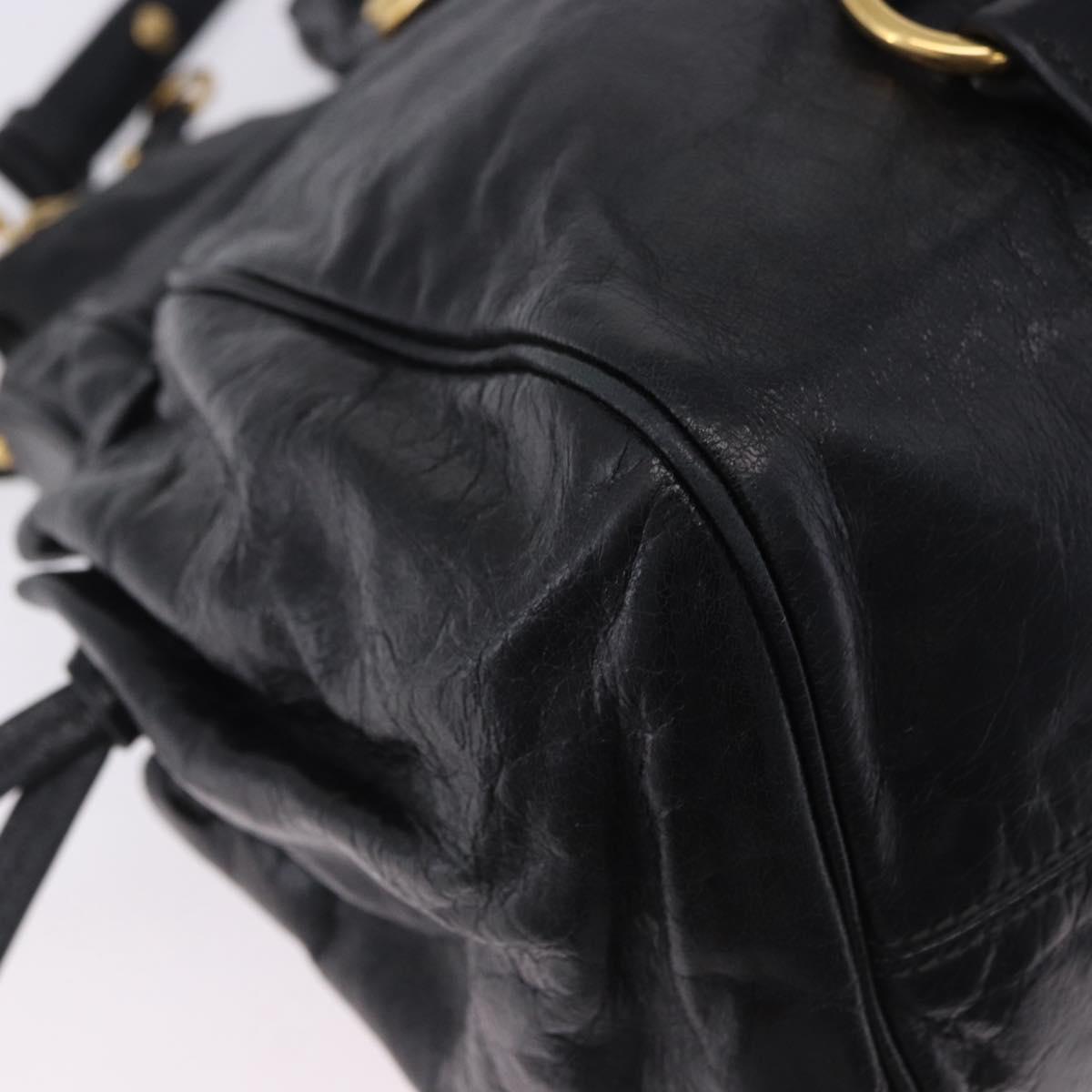 Miu Miu Hand Bag Leather 2way Black Gold Auth 203798V