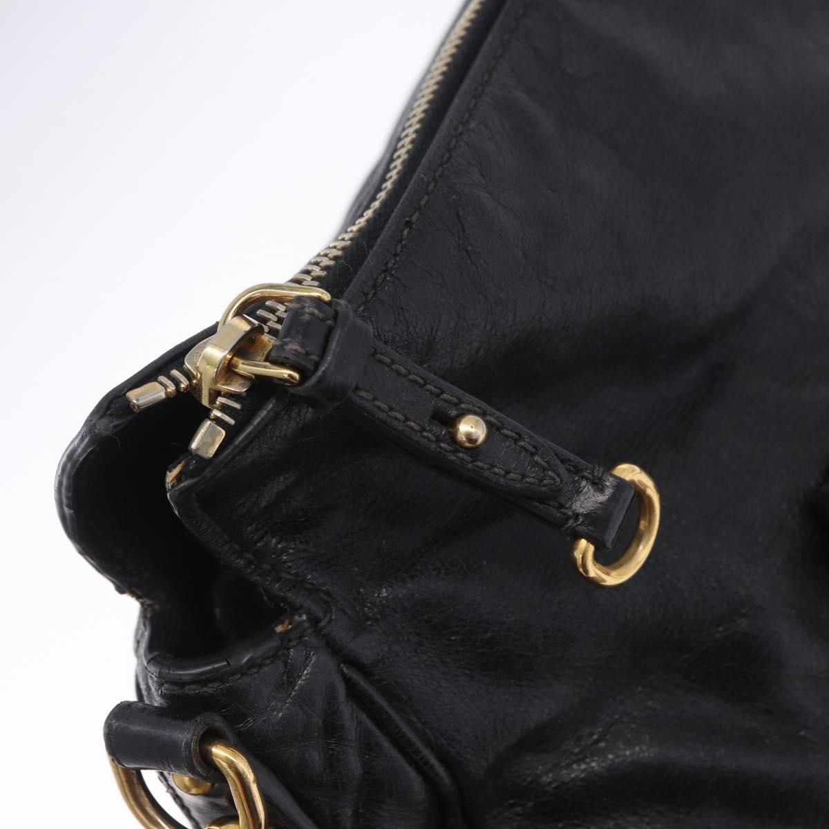 Miu Miu Hand Bag Leather 2way Black Gold Auth 203798V