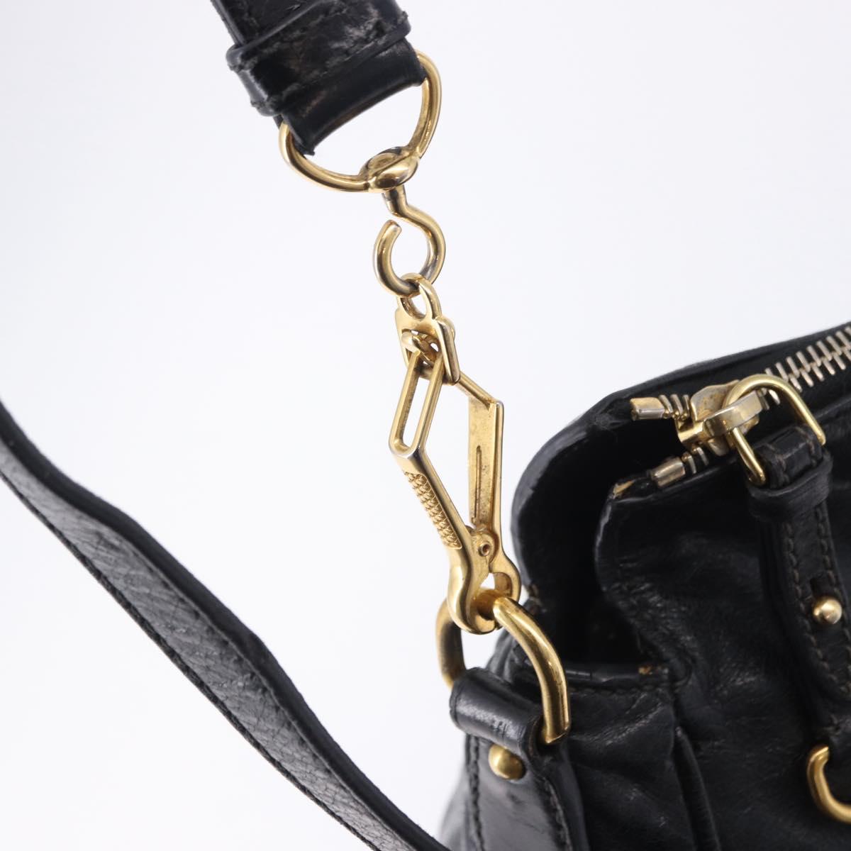 Miu Miu Hand Bag Leather 2way Black Gold Auth 203798V
