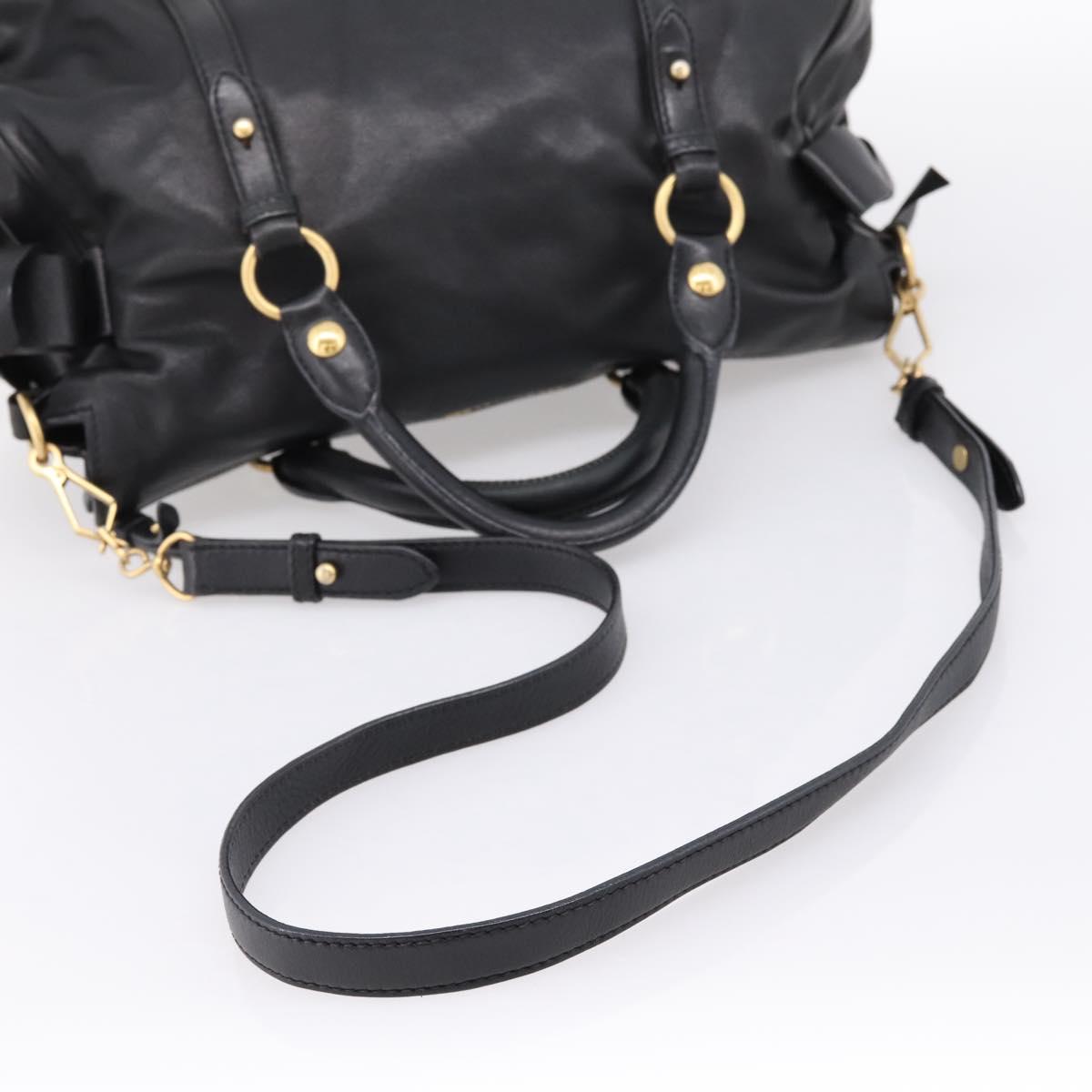 Miu Miu Hand Bag Leather 2way Black Gold Auth 203800V