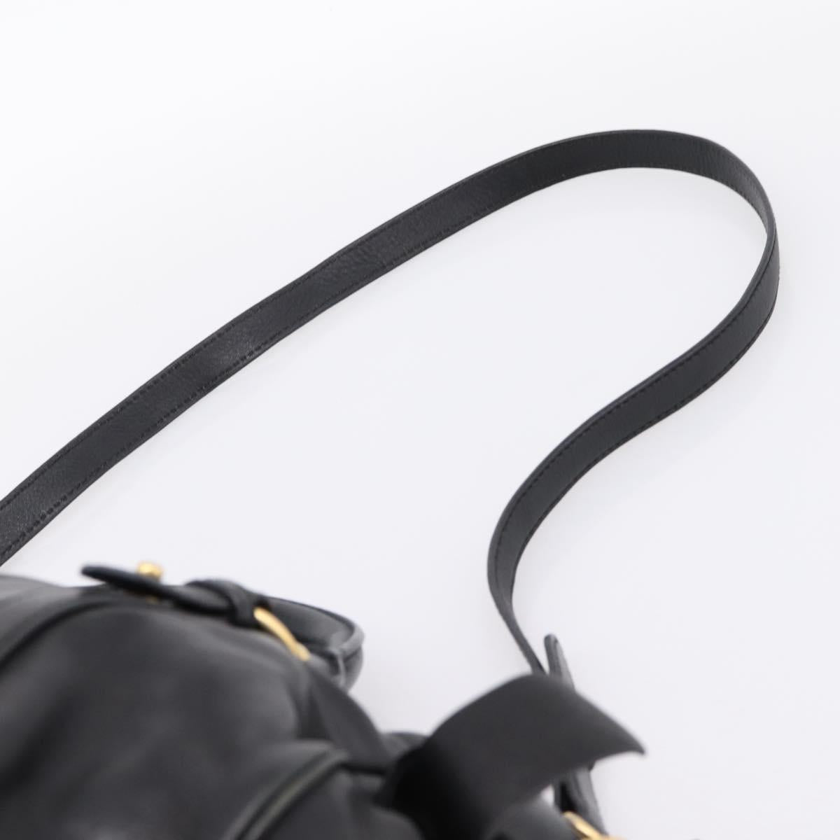 Miu Miu Hand Bag Leather 2way Black Gold Auth 203800V
