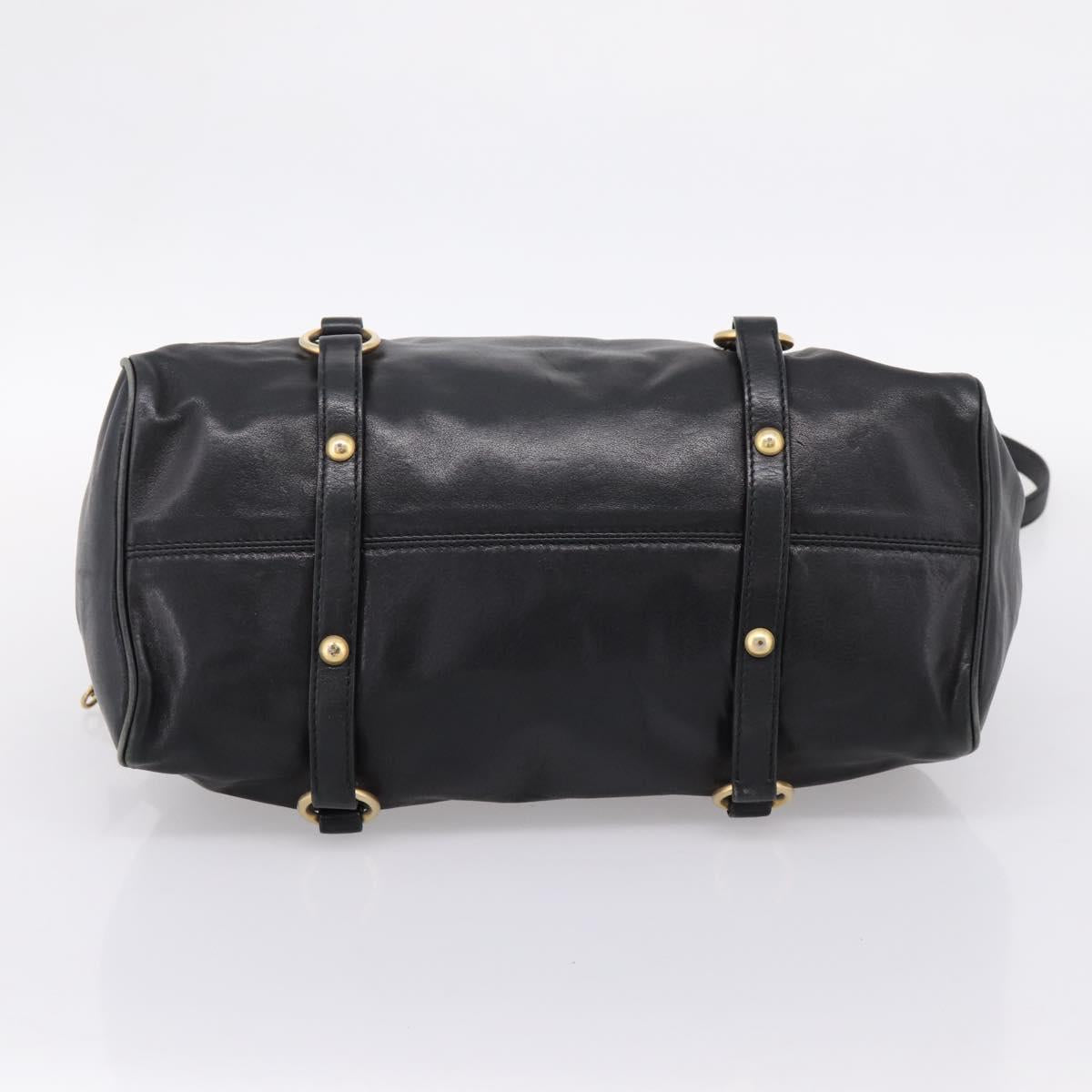 Miu Miu Hand Bag Leather 2way Black Gold Auth 203800V