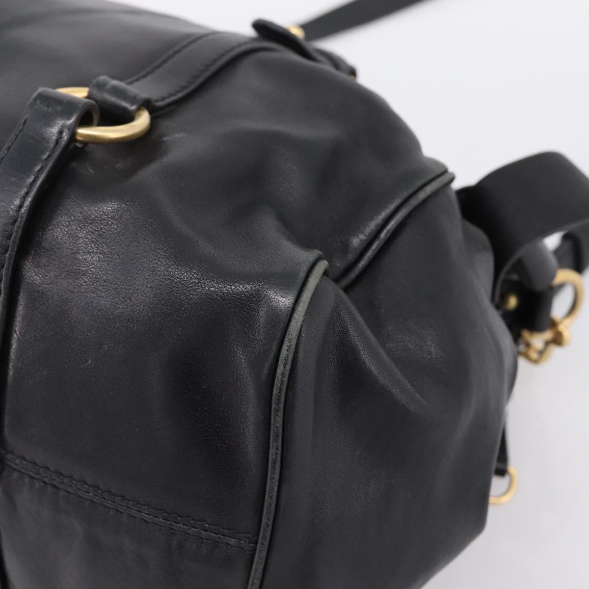 Miu Miu Hand Bag Leather 2way Black Gold Auth 203800V
