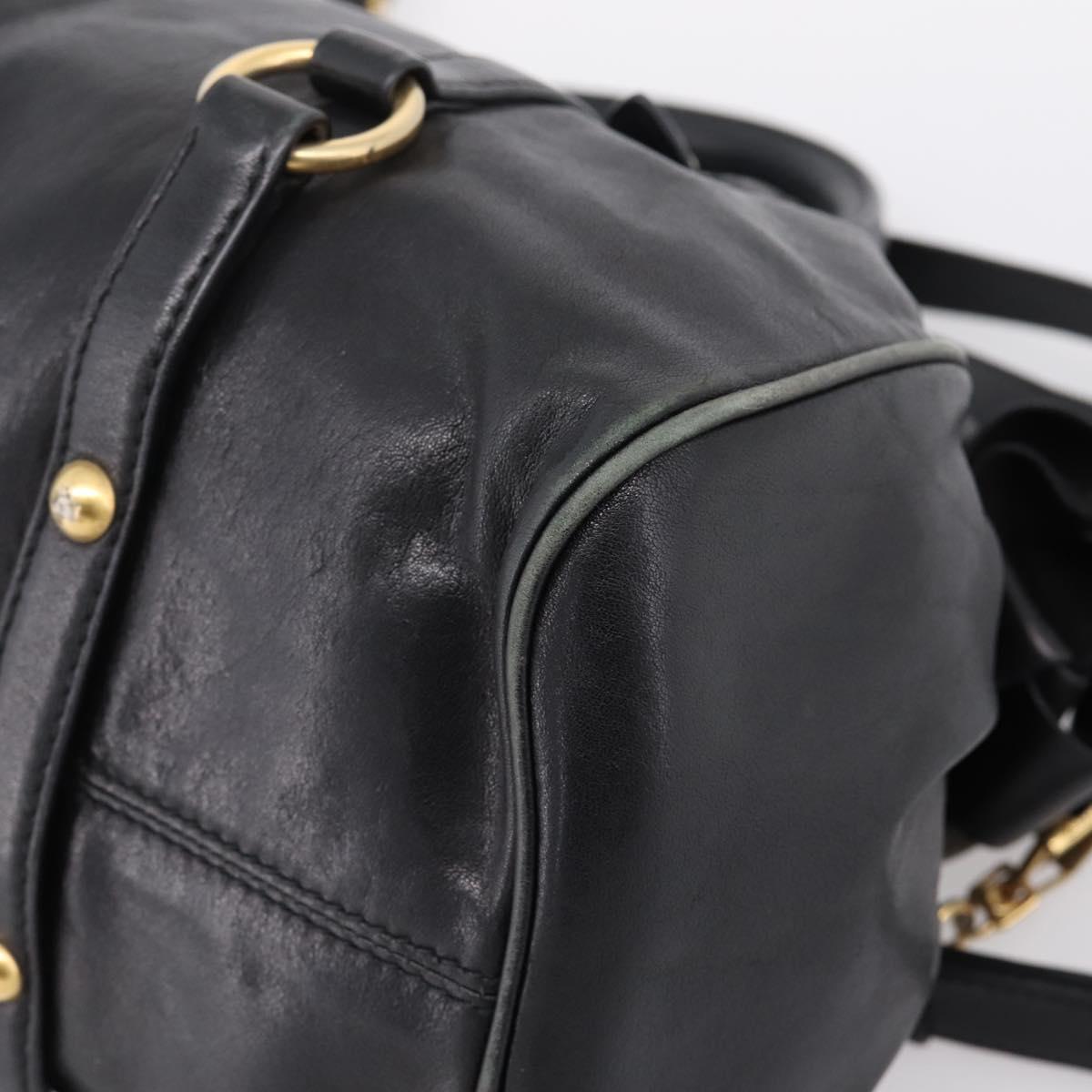 Miu Miu Hand Bag Leather 2way Black Gold Auth 203800V