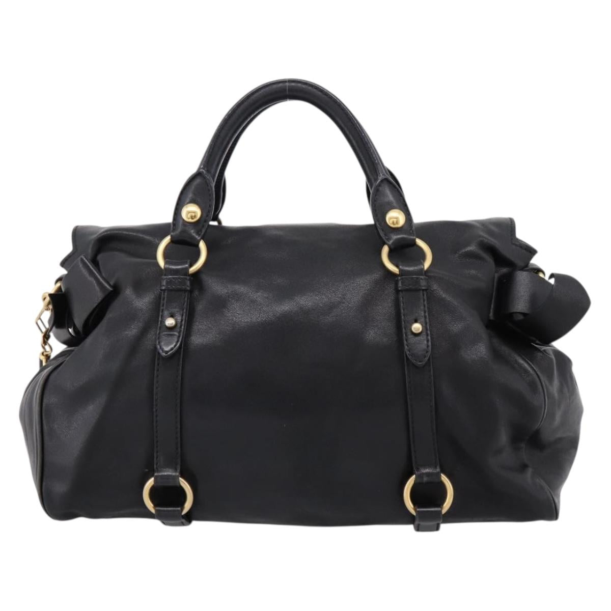 Miu Miu Hand Bag Leather 2way Black Gold Auth 203800V