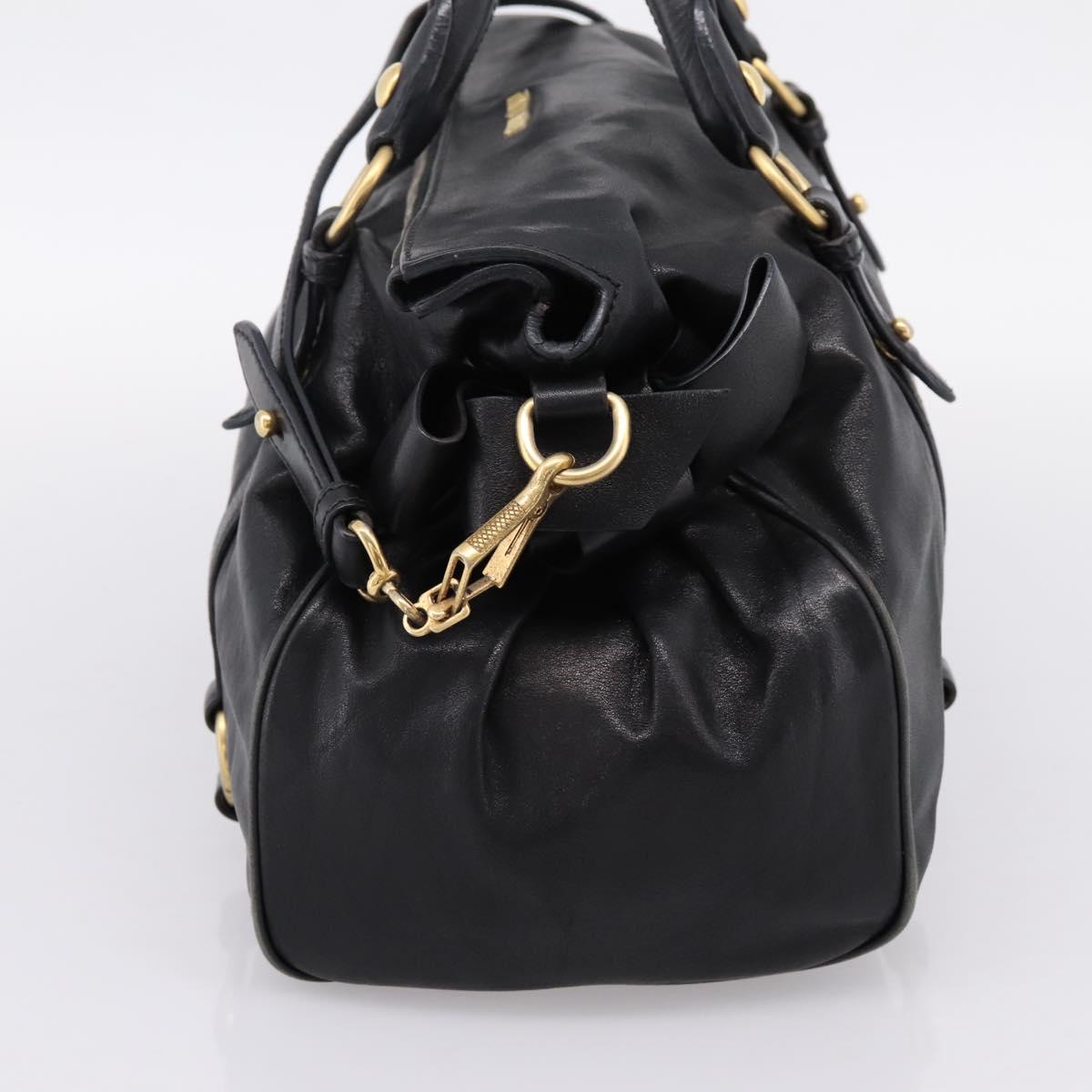 Miu Miu Hand Bag Leather 2way Black Gold Auth 203800V