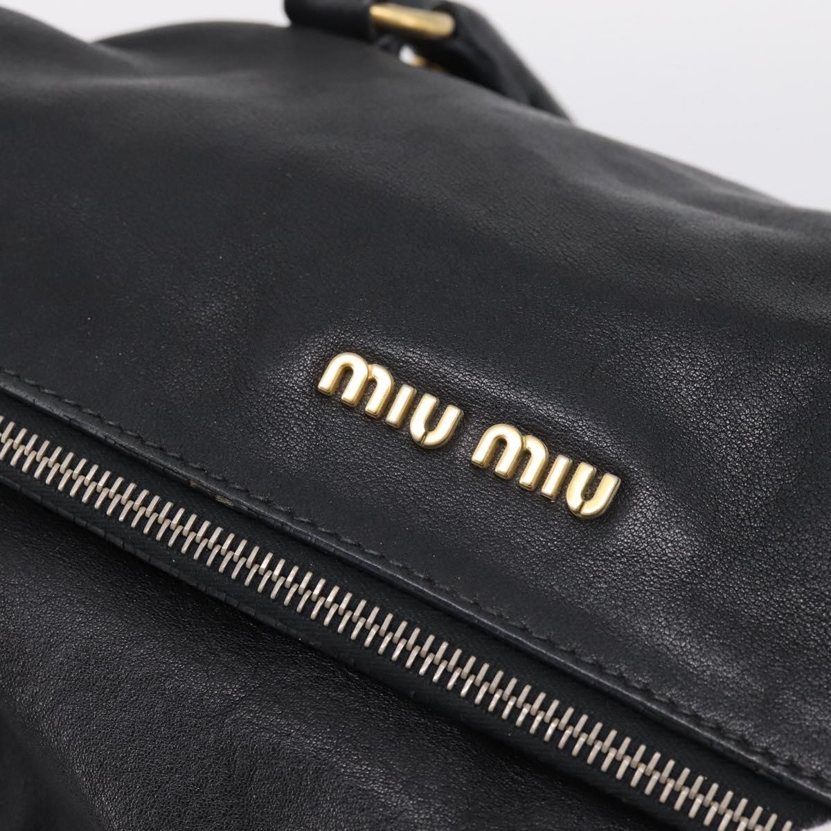 Miu Miu Hand Bag Leather 2way Black Gold Auth 203800V