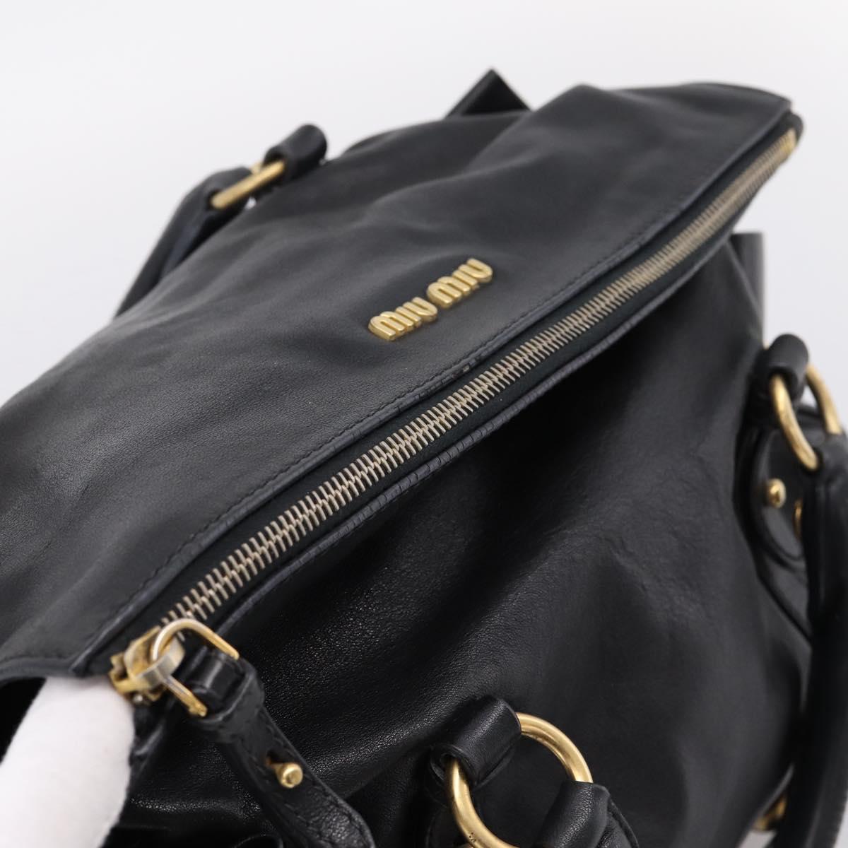 Miu Miu Hand Bag Leather 2way Black Gold Auth 203800V