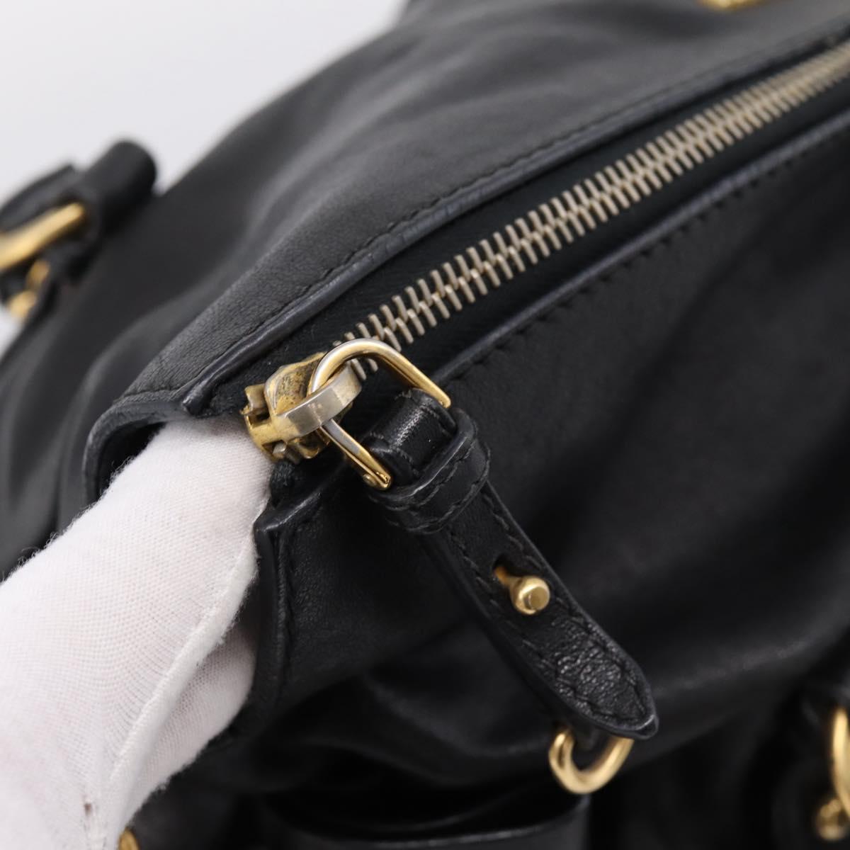 Miu Miu Hand Bag Leather 2way Black Gold Auth 203800V