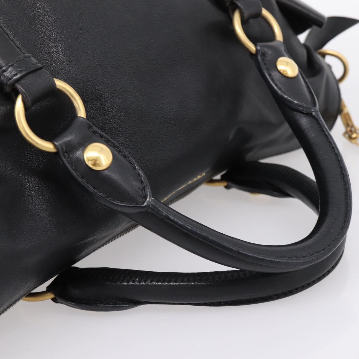 Miu Miu Hand Bag Leather 2way Black Gold Auth 203800V