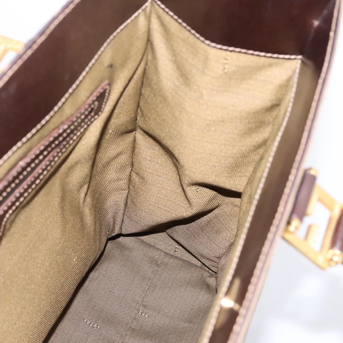 FENDI Zucca Canvas Hand Bag Black Brown Auth 203801V