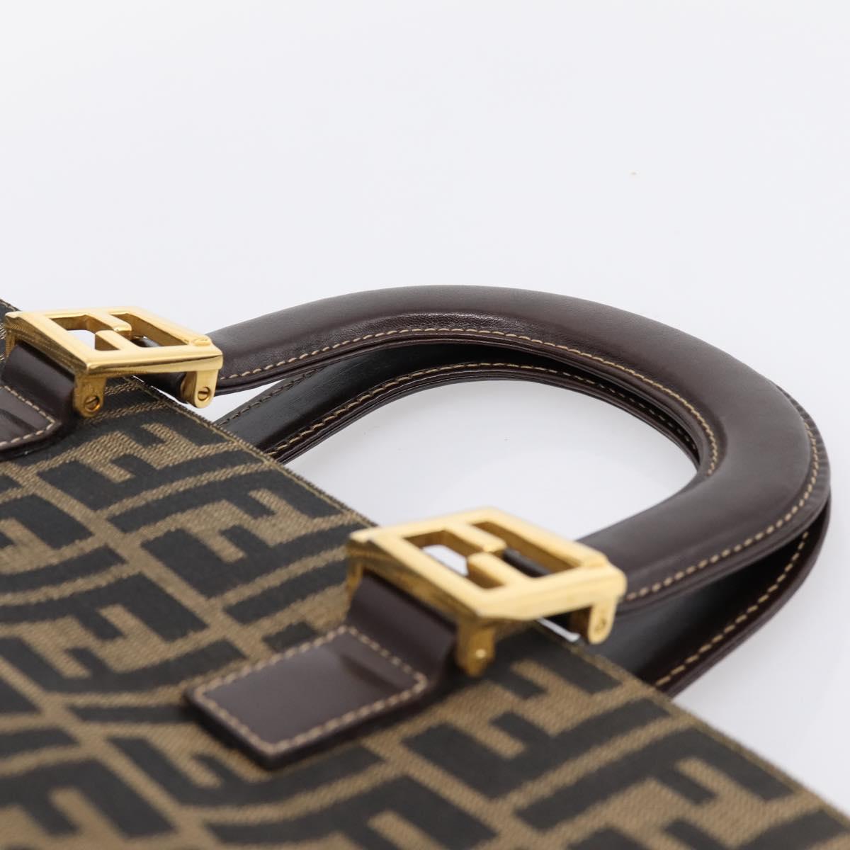 FENDI Zucca Canvas Hand Bag Black Brown Auth 203801V