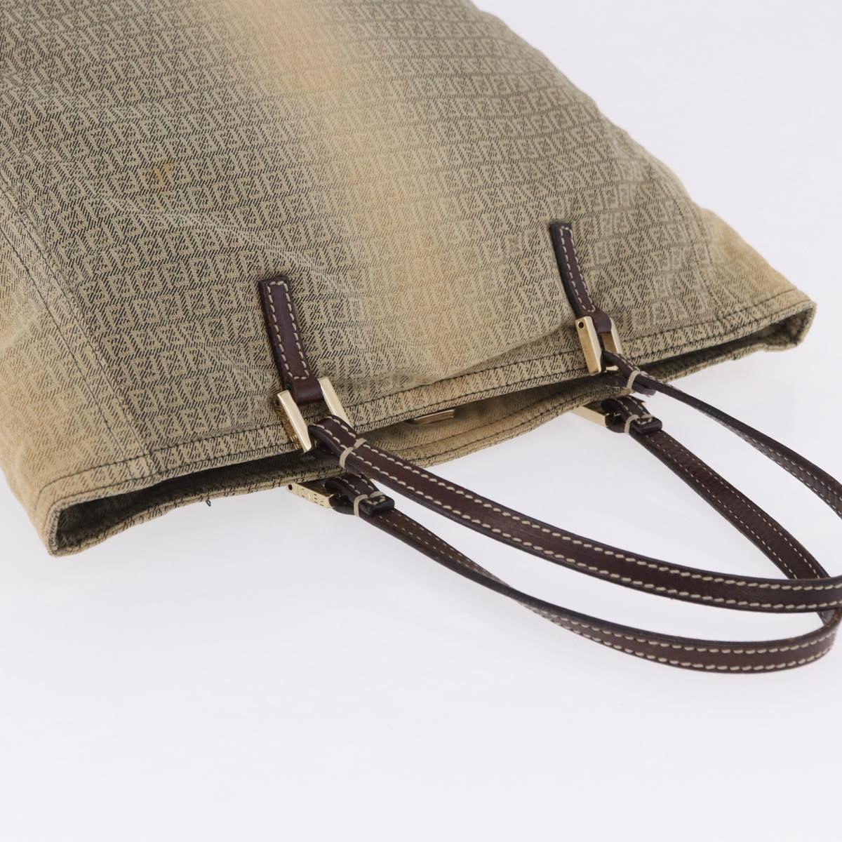 FENDI Zucchino Canvas Tote Bag Beige Auth 203802