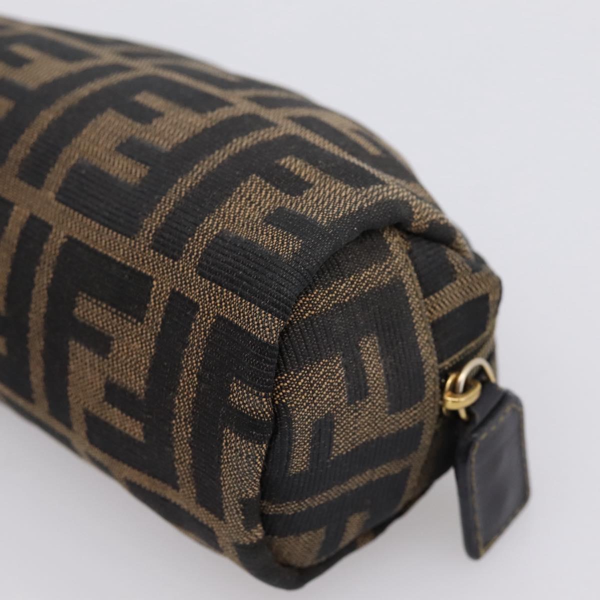 FENDI Zucca Canvas Pouch Brown Black Auth 203810