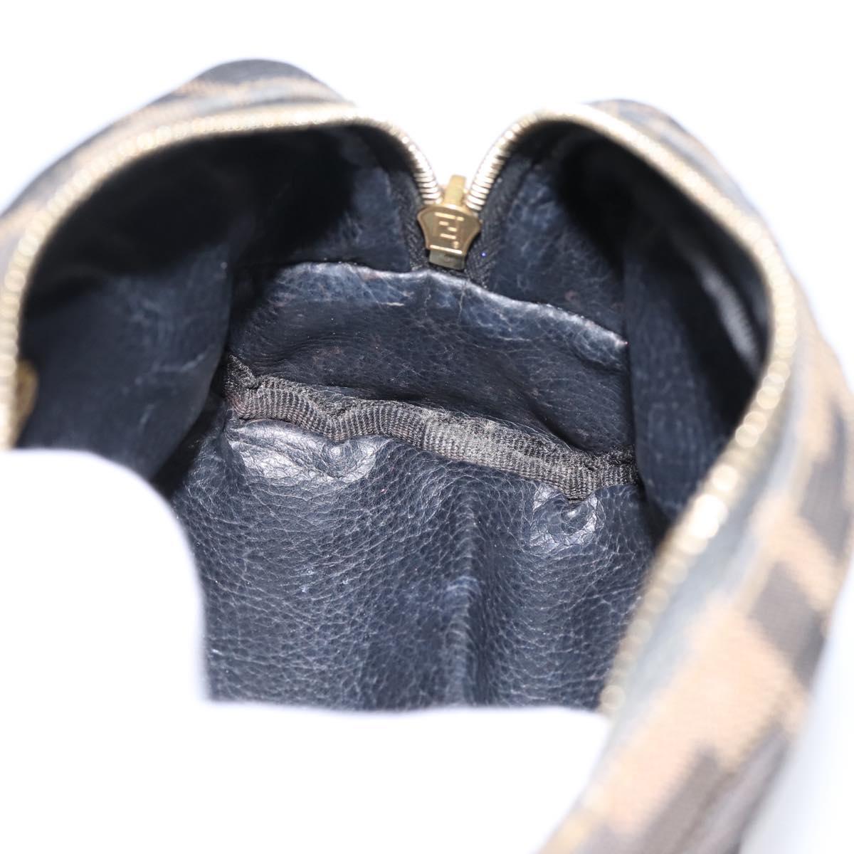 FENDI Zucca Canvas Pouch Brown Black Auth 203810