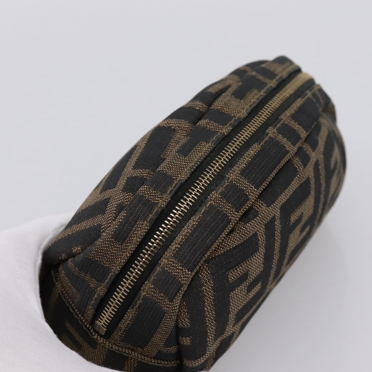 FENDI Zucca Canvas Pouch Brown Black Auth 203810
