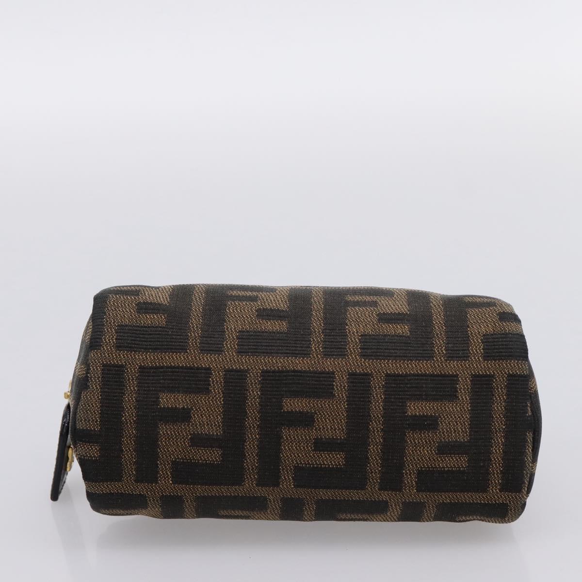 FENDI Zucca Canvas Pouch Brown Black Auth 203810