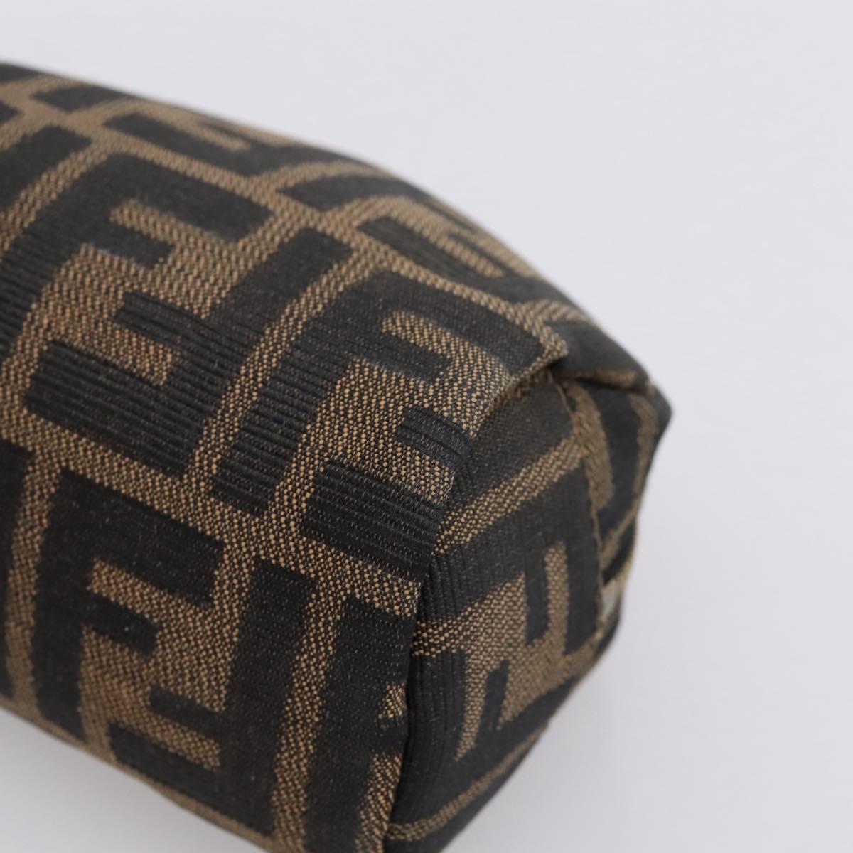 FENDI Zucca Canvas Pouch Brown Black Auth 203810