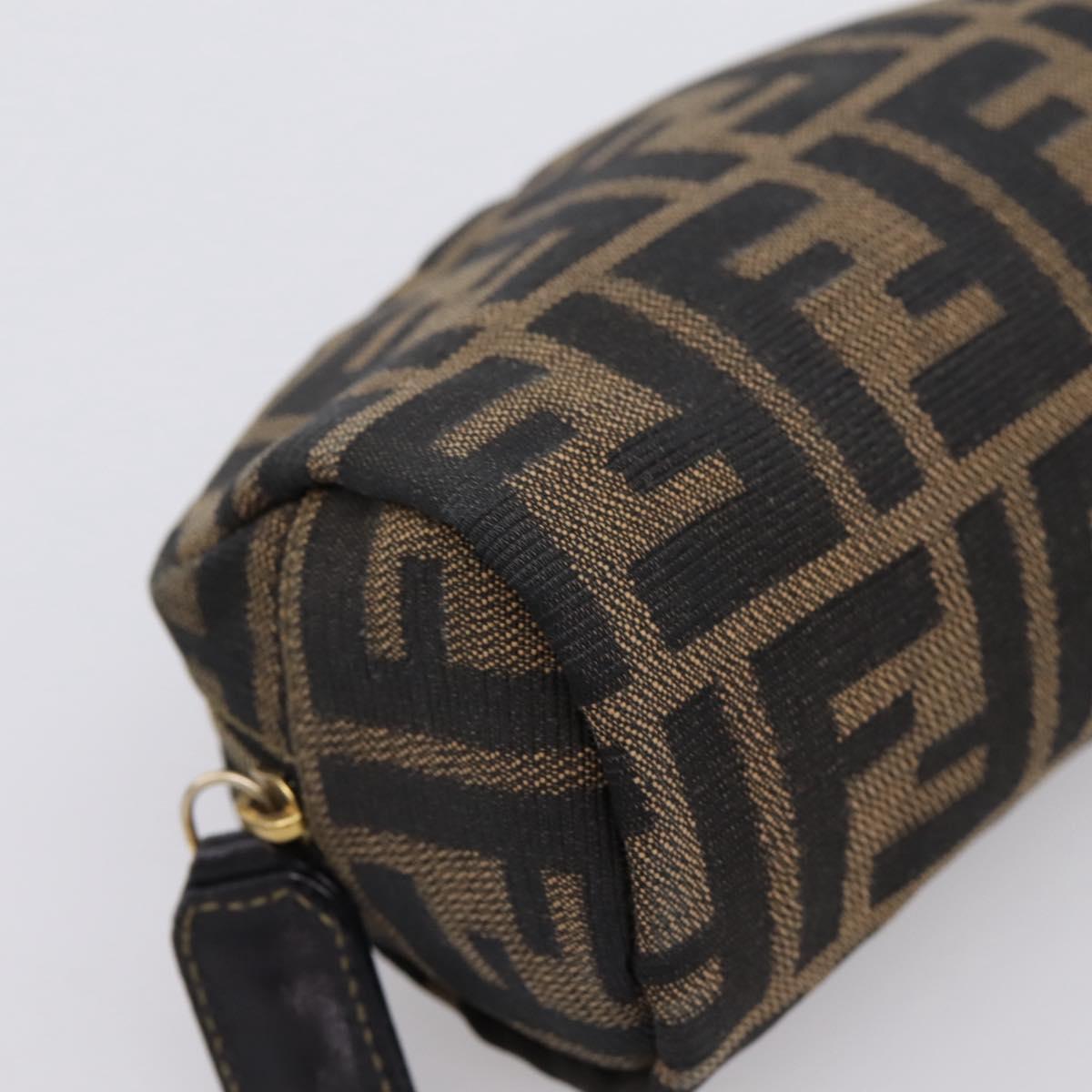 FENDI Zucca Canvas Pouch Brown Black Auth 203810