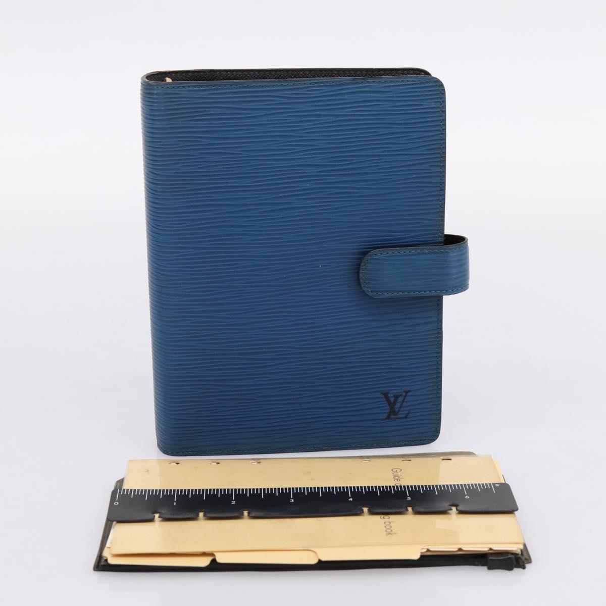LOUIS VUITTON Epi Agenda MM Day Planner Cover Blue R20055 LV Auth 203811
