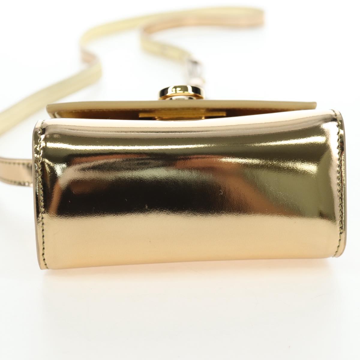 Salvatore Ferragamo Gancini Shoulder Bag Metallic leather Gold Auth 203812V