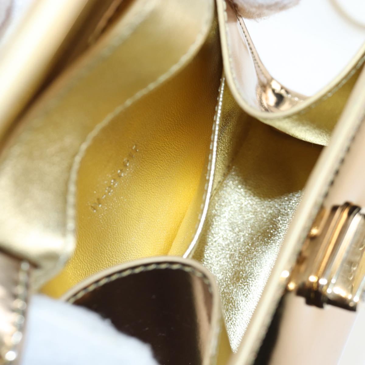 Salvatore Ferragamo Gancini Shoulder Bag Metallic leather Gold Auth 203812V