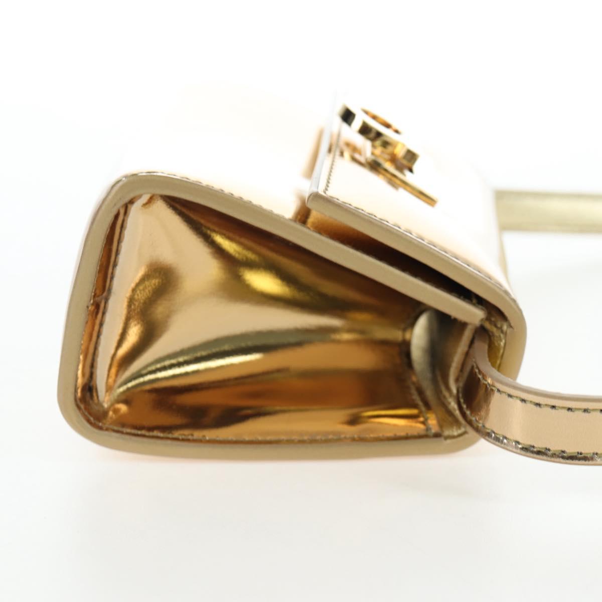Salvatore Ferragamo Gancini Shoulder Bag Metallic leather Gold Auth 203812V