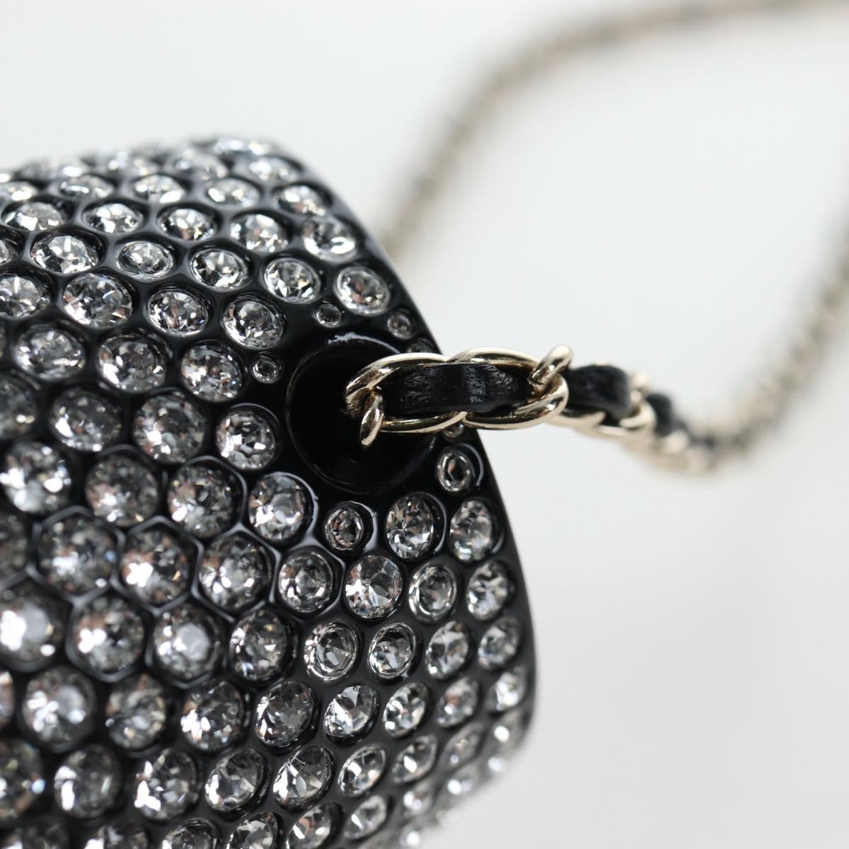 CHANEL Rhinestone Lipstick Case Cosmetic Pouch metal Silver CC Auth 203813M