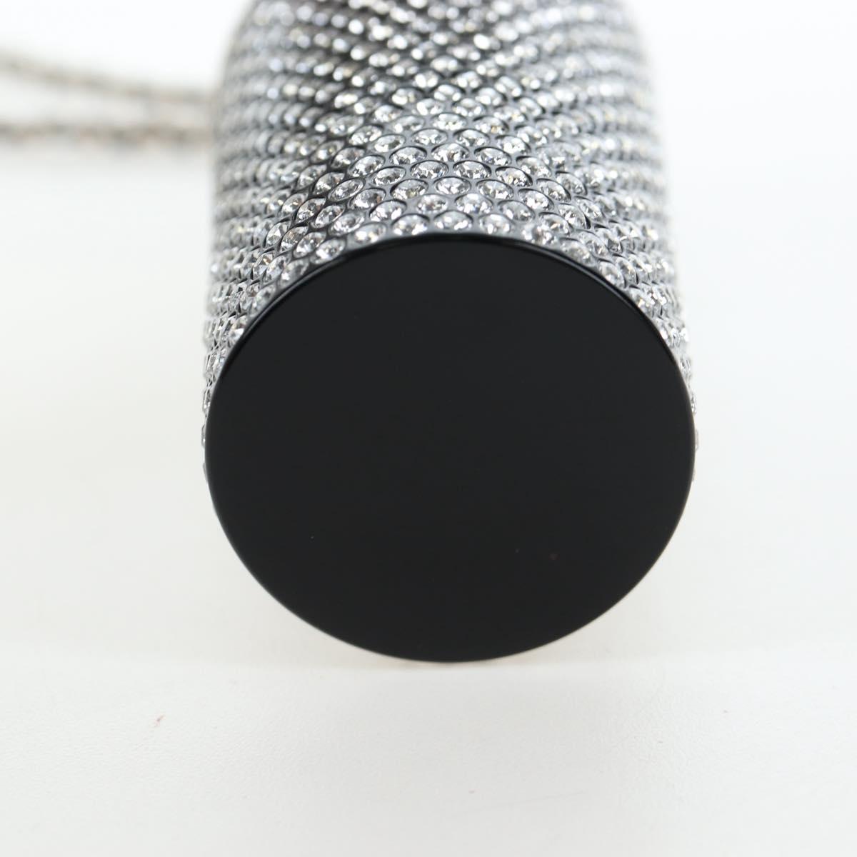 CHANEL Rhinestone Lipstick Case Cosmetic Pouch metal Silver CC Auth 203813M