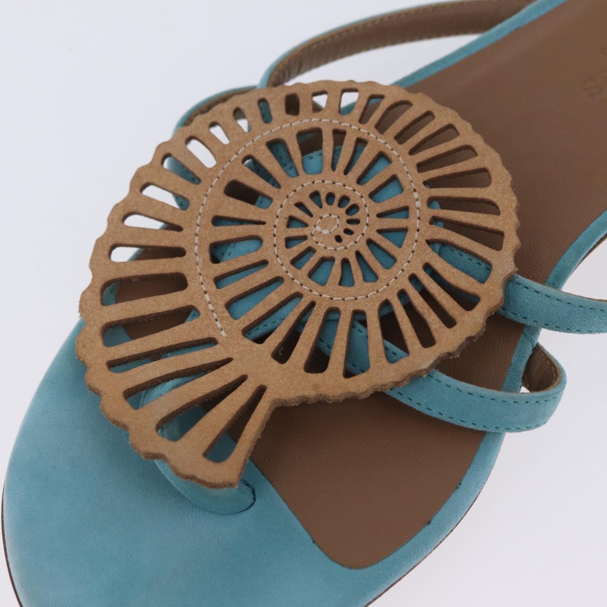 HERMES Sandals Suede 36 Light Blue Auth 203814V