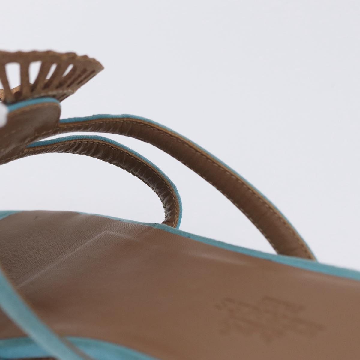 HERMES Sandals Suede 36 Light Blue Auth 203814V