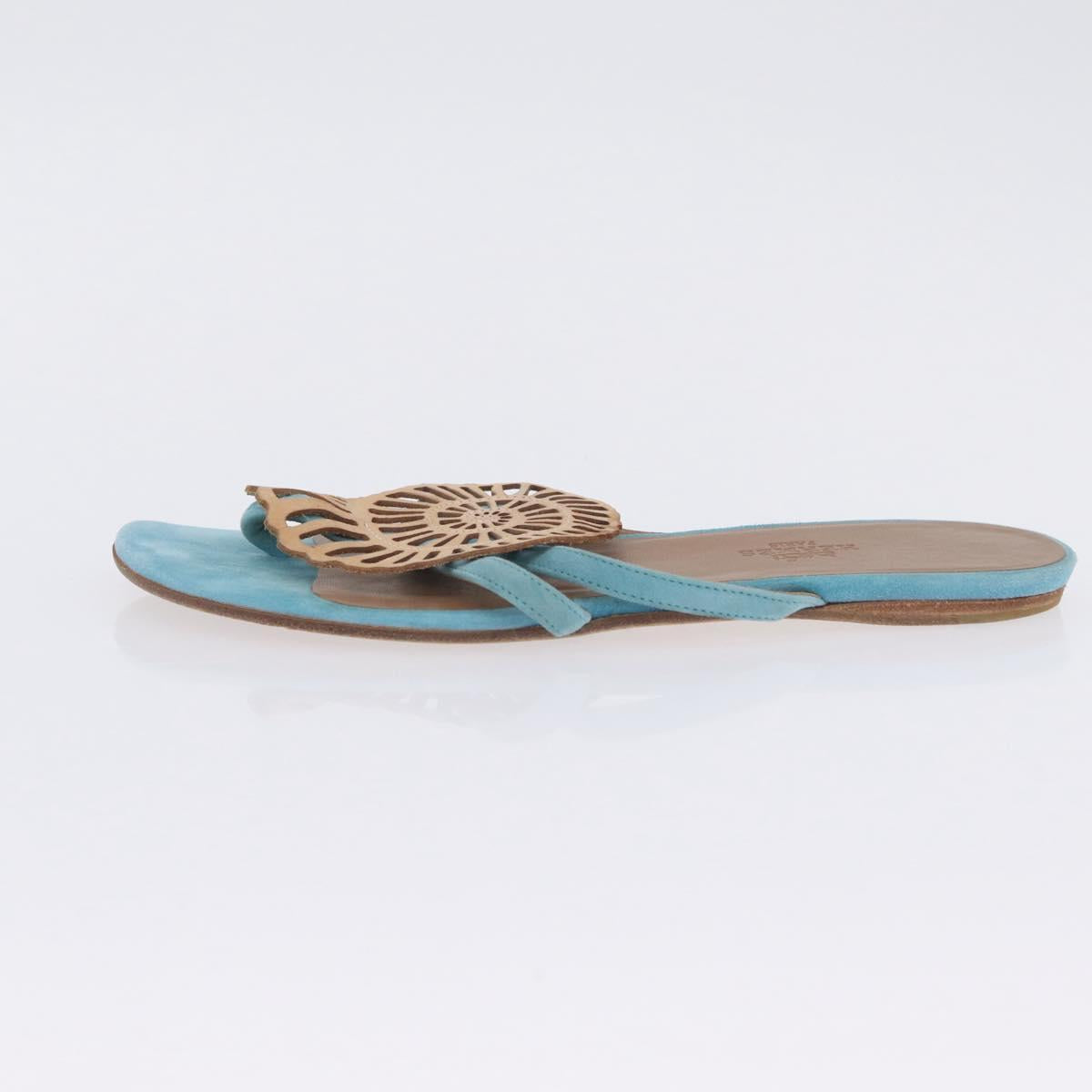 HERMES Sandals Suede 36 Light Blue Auth 203814V