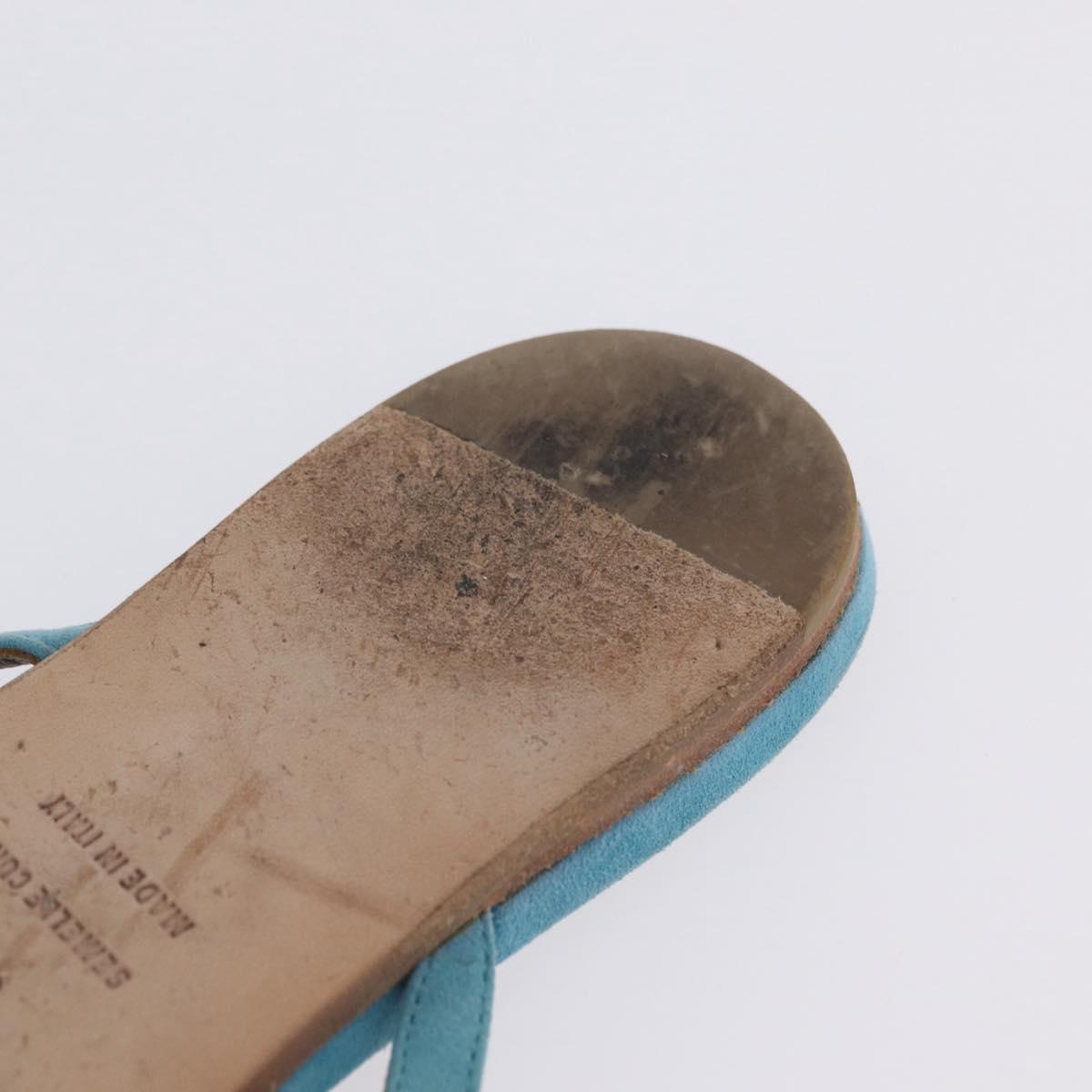 HERMES Sandals Suede 36 Light Blue Auth 203814V