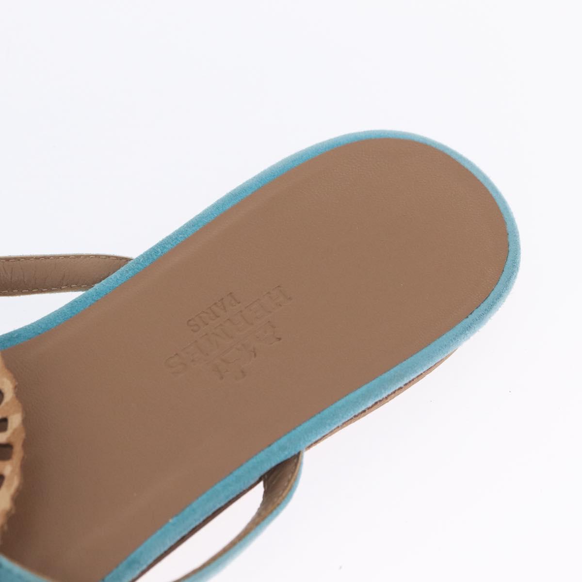 HERMES Sandals Suede 36 Light Blue Auth 203814V