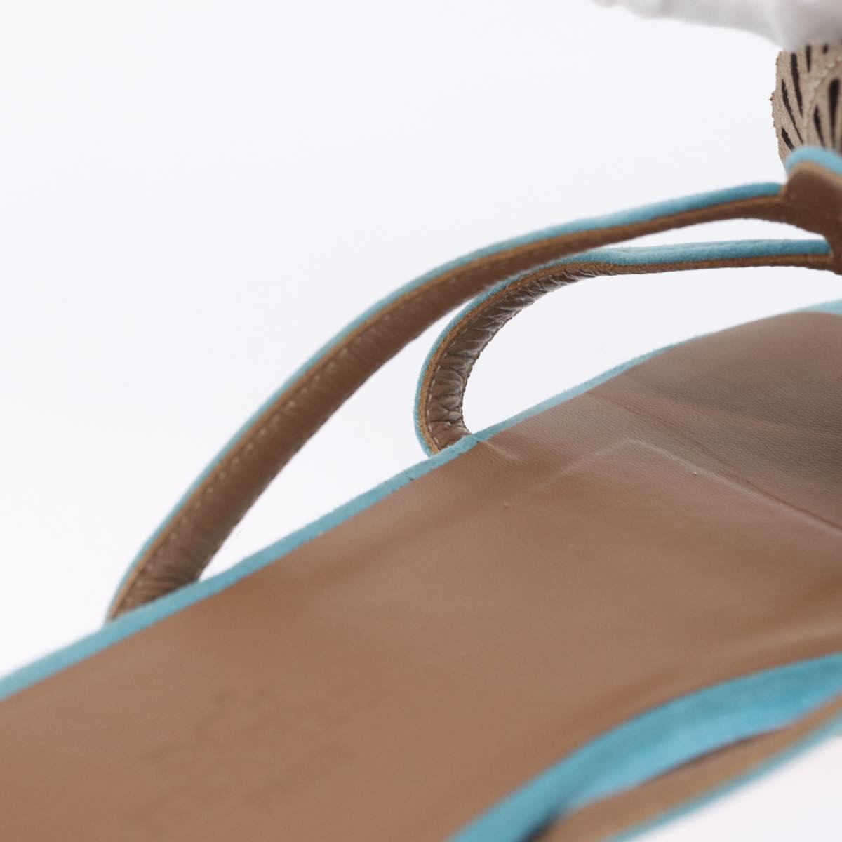 HERMES Sandals Suede 36 Light Blue Auth 203814V