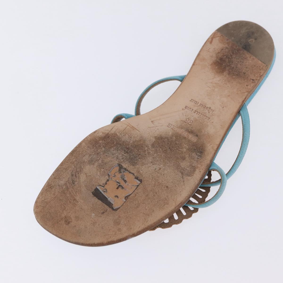 HERMES Sandals Suede 36 Light Blue Auth 203814V