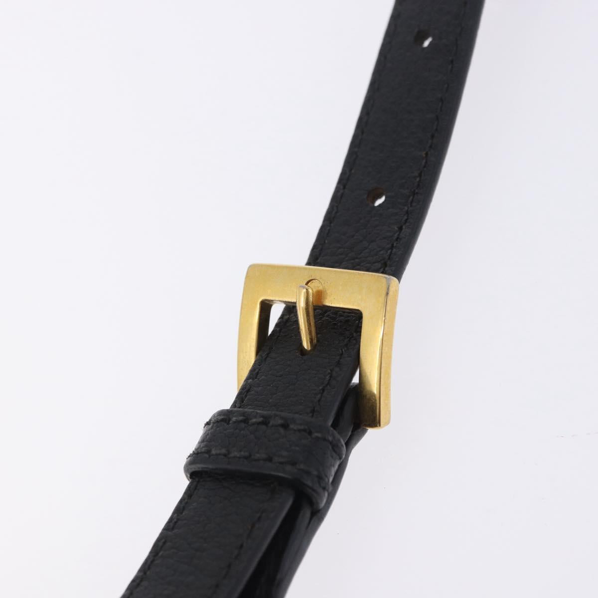 Miu Miu Madras Shoulder Bag Leather Black Gold Auth 203815