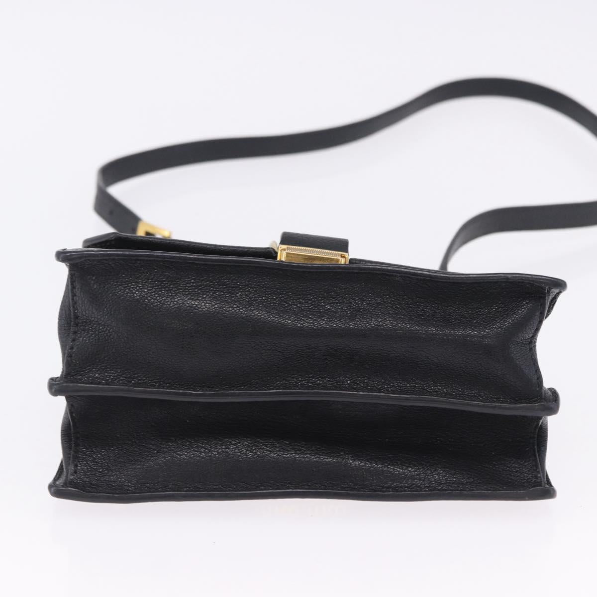 Miu Miu Madras Shoulder Bag Leather Black Gold Auth 203815