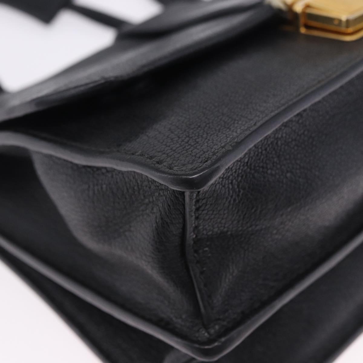 Miu Miu Madras Shoulder Bag Leather Black Gold Auth 203815