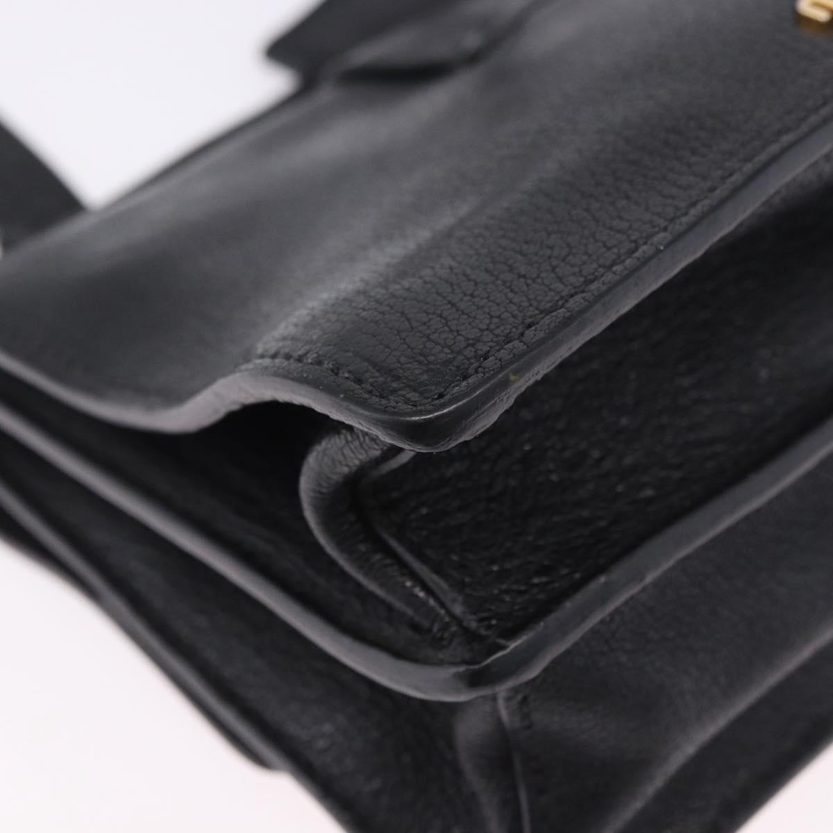 Miu Miu Madras Shoulder Bag Leather Black Gold Auth 203815